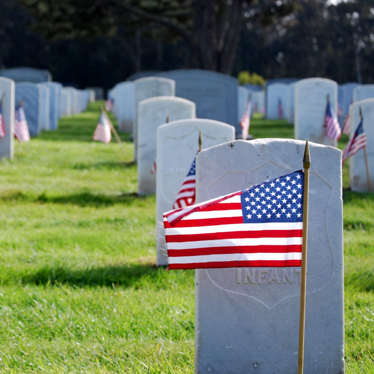 flags on graves