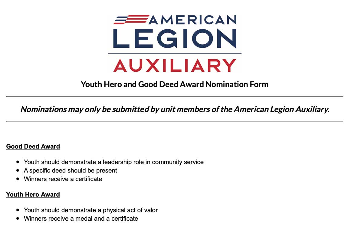youth hero and good deed webpage 