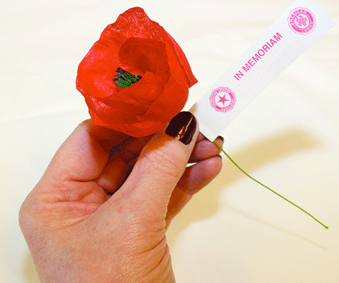 Man wearing a poppy flower